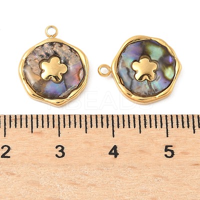 304 Stainless Steel Pave Natural Paua Shell Pendants STAS-F319-02C-G01-1