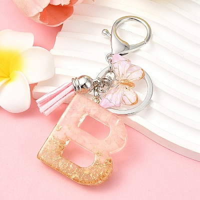 Resin & Acrylic & Faux Suede Tassel Keychain KEYC-YW00123-02-1