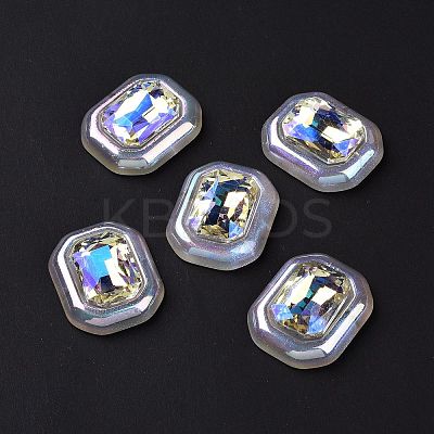 Rainbow Iridescent Plating Acrylic Cabochons X-OACR-E011-07-1