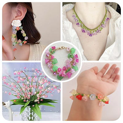 250Pcs 10 Colors Transparent Acrylic Bead Caps OACR-TA0003-21-1