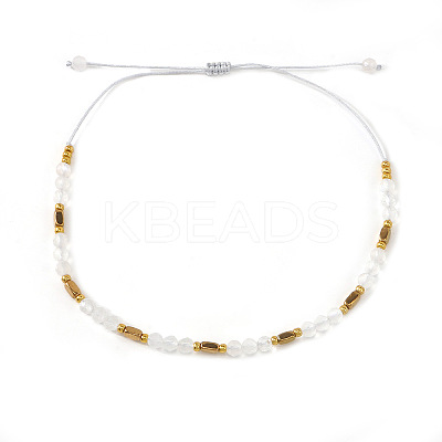 Glass & Metal Gold & White Beaded Bracelet AB9103-1-1