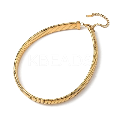 12MM 304 Stainless Steel Flat Snake Chain Necklaces for Women LS-NJEW-U049-01G-1