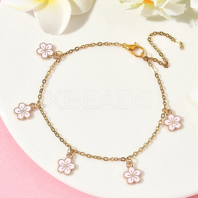 Flower Alloy Enamel Charm Bracelets BJEW-JB12285-03-1
