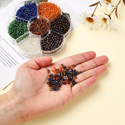 7 Colors Glass Round Seed Beads SEED-YW0001-24B-02-1