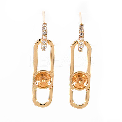 Brass Micro Pave Clear Cubic Zirconia Dangle Stud Earrings Findings KK-T062-73G-NF-1