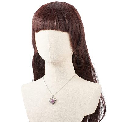 Heart Natural Mixed Stone Pendant Necklaces NJEW-JN03968-1