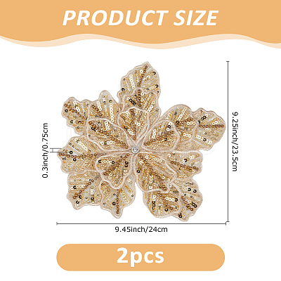 2Pcs Flower Glitter with Rhinestone Decorative Corsages for Clothing Accessories PATC-FH0001-31-1