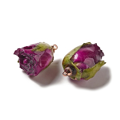 Preserved Rose with Golden Alloy Pendants FIND-M010-01F-1