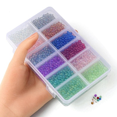 240G 12 Colors DIY 3D Nail Art Decoration Mini Glass Beads MRMJ-YW0001-058-1
