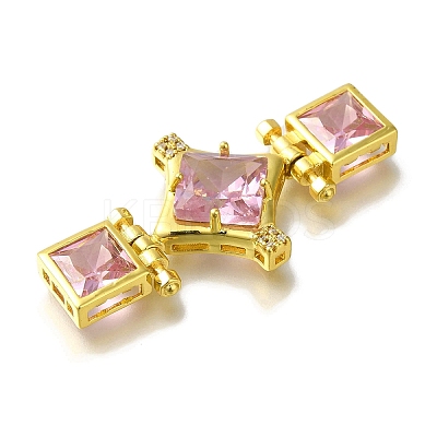 Rack Plating Brass Micro Pave Cubic Zirconia Clasp KK-H485-37G-1