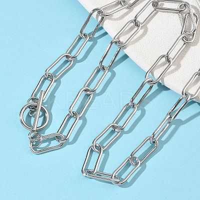 304 Stainless Steel Paperclip Chains Necklaces NJEW-Z102-02P-1