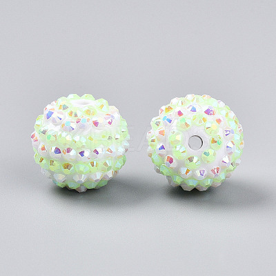 Stripe Pattern Resin AB Rhinestone Round Beads RESI-S313-18x20-14-1