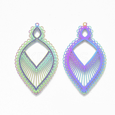 Ion Plating(IP) 304 Stainless Steel Filigree Big Pendants X-STAS-S108-78-1