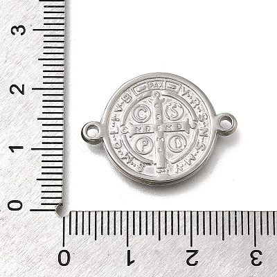 304 Stainless Steel Saint Benedict Medal Cross Connector Charms STAS-C119-12P-1
