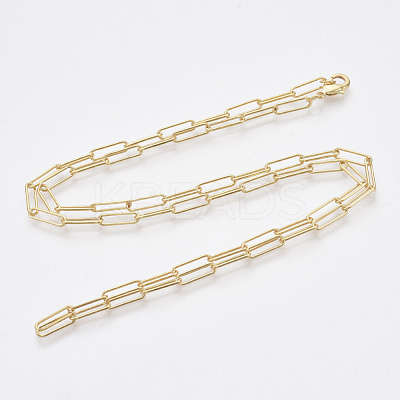 Brass Round Oval Paperclip Chain Necklace Making MAK-S072-04B-G-1