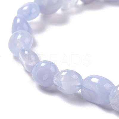 Natural Blue Lace Agate Beaded Stretch Bracelets BJEW-F414-02B-12-1