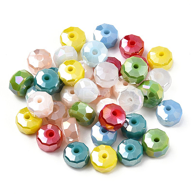 Opaque Electroplate Glass Beads Strands EGLA-YWC0001-8mm-03-1