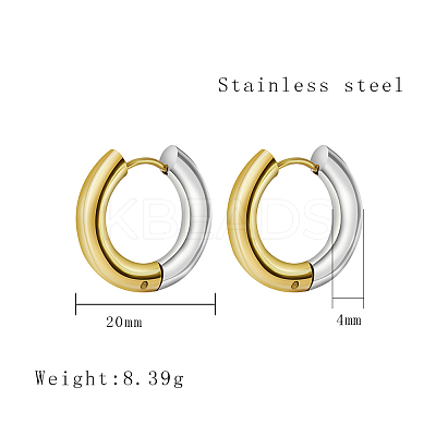 Two Tone 304 Stainless Steel Huggie Hoop Earrings for Women WQ4078-1-1