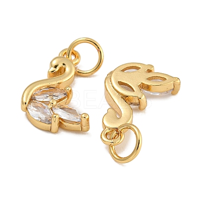 Rack Plating Brass Micro Pave Clear Cubic Zirconia Charms KK-U030-15G-1