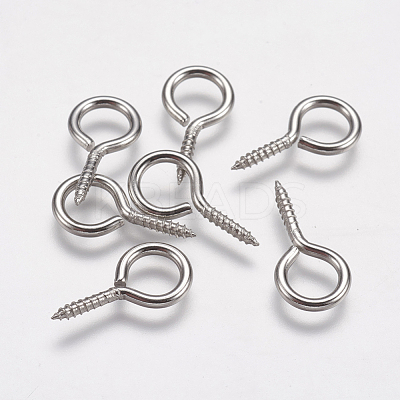 Tarnish Resistant 304 Stainless Steel Screw Eye Pin Peg Bails X-STAS-K171-52P-17x9mm-1