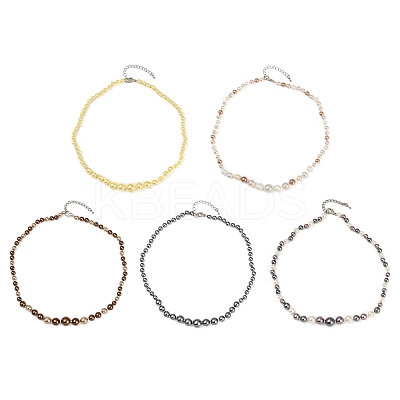 Shell Pearl Graduated Beaded Necklaces for Girl Women NJEW-XCP0001-46P-1