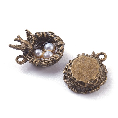Antique Bronze Plated Light Grey Pearl Alloy Pendants PALLOY-Z001-01-1