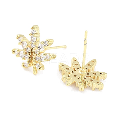 Brass Micro Pave Clear Cubic Zirconia Stud Earrings for Women EJEW-S217-D04-1