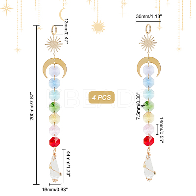 AHADEMAKER 4Pcs Sun Catcher Pendant Decorations HJEW-GA0001-20-1