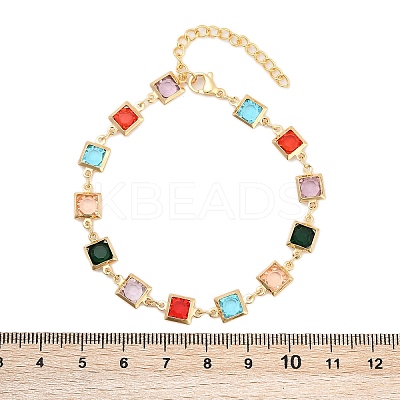 304 Stainless Steel Square Link Bracelets for Woman BJEW-S157-09G-1
