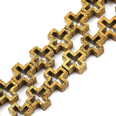 Electroplated Natural Lava Rock Beads Strands G-K388-02E-1