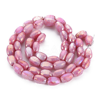 Opaque Baking Paint Crackle Glass Beads Strands EGLA-S174-21H-1