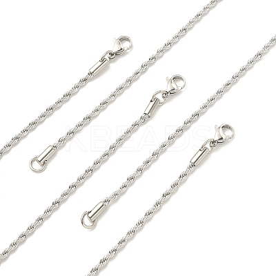5Pcs 304 Stainless Steel Round Twist Rope Chain Necklaces Set for Men Women NJEW-YW0001-07-1