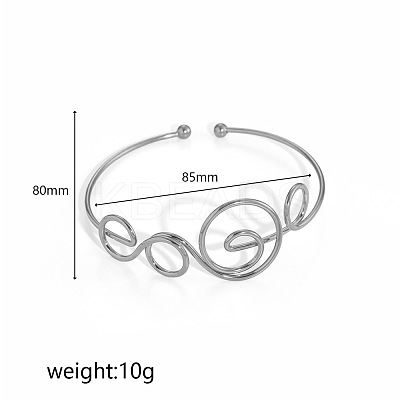 304 Stainless Steel Spiral Geometric Upper Arm Cuff Bangles for Women WGCF51B-06-1
