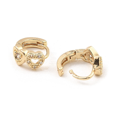 Brass with Cubic Zirconia Hoop Earrings EJEW-D078-37G-1