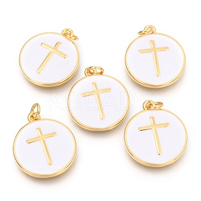 Brass Enamel Pendants KK-B027-02G-B-1