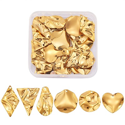 30Pcs 6 Style 304 Stainless Steel Pendant STAS-SZ0002-70G-1
