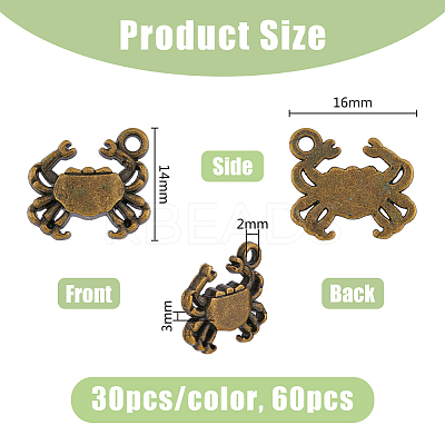 60Pcs 2 Colors Tibetan Style Pendants FIND-DC0004-04-1