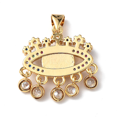 Lampwork Evil Eye Pendants with Colorful Cubic Zirconia ZIRC-L102-13G-02-1