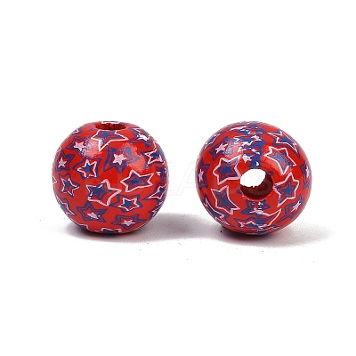 Independence Day Theme Wood European Beads WOOD-Z005-01-1