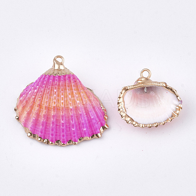 Spray Paint & Electroplate Sea Shell Pendants X-SSHEL-S262-07D-1