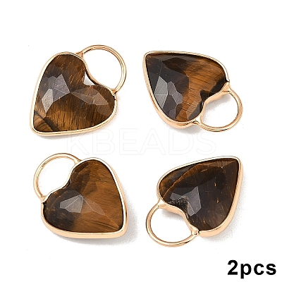 2Pcs Natural Tiger Eye Faceted Pendans KK-YW0003-63A-1