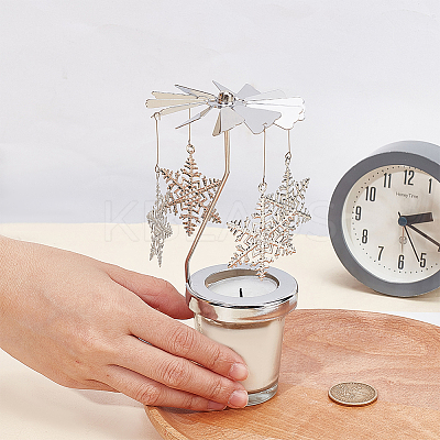 430 and 201 Stainless Steel Rotating Candlestick Tealight Candle Holder DJEW-WH0039-24P-1