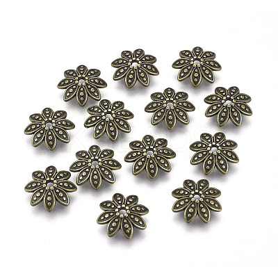 8-Petal Tibetan Style Alloy Flower Bead Caps LS-TIBEB-2347-AB-FF-1