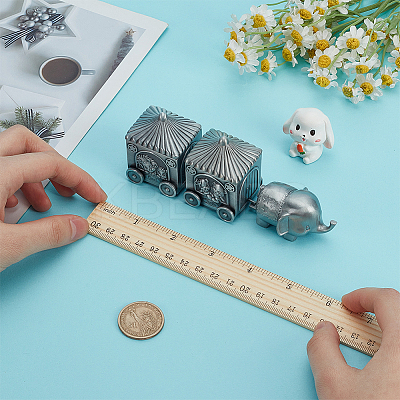 Tibetan Style Zinc Alloy Elephant Train Engraved My First Curl/Tooth Boxes CON-WH0089-108AS-1