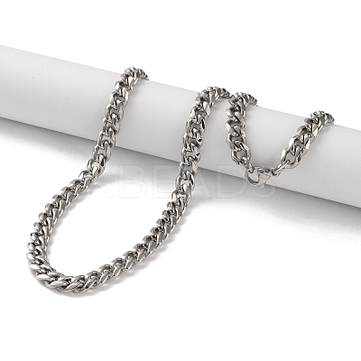 304 Stainless Steel Cuban Link Chain Necklaces for Men NJEW-B117-01H-P-1
