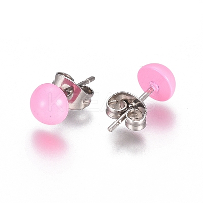 Spray Paint 304 Stainless Steel Stud Earrings EJEW-L215-56C-P-1