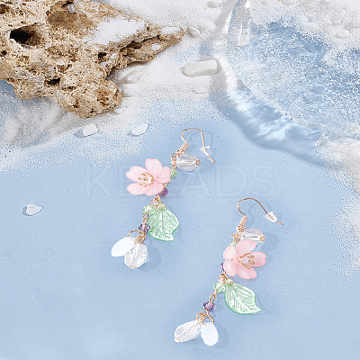 1 Pair Zinc Alloy Resin Tassel Dangle Earrings EJEW-LP0013-15-1