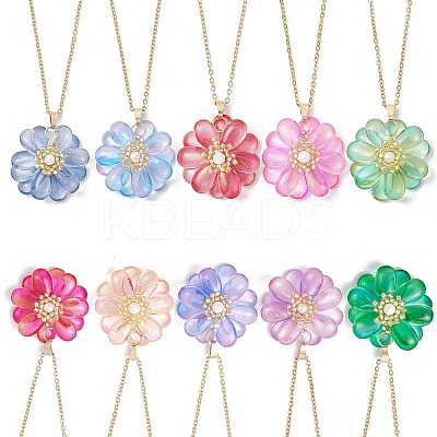 Glass Pendant Necklaces NJEW-MZ00112-1