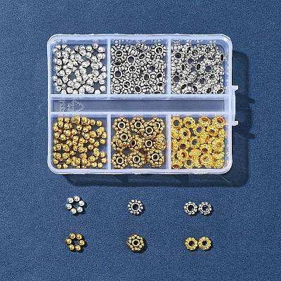 140Pcs 6 Styles Tibetan Style Alloy Spacer Beads FIND-FS0002-51-1