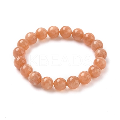Natural Sunstone Beaded Stretch Bracelets for Men Women BJEW-I322-01A-1